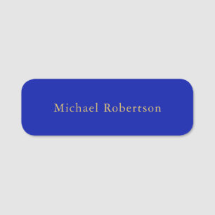 Zaffre Blue Gold Colors Professional Trendy Modern Name Tag