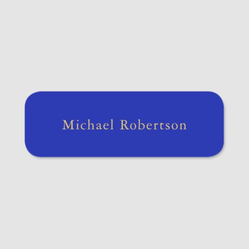 Zaffre Blue Gold Colors Professional Trendy Modern Name Tag