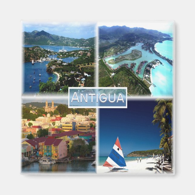zAG002 ANTIGUA, Mosaic, America, Fridge Magnet (Front)