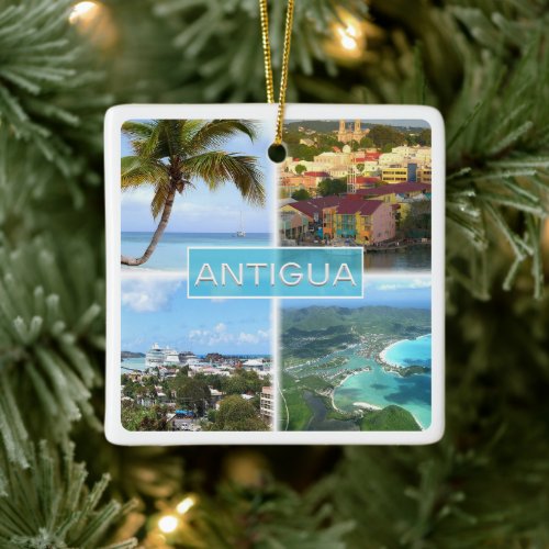 zAG003 ANTIGUA Mosaic Antigua and Barbuda Ceramic Ornament