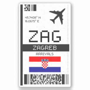 ZAG Zagreb Boarding Pass - Croatia Travel Sticker