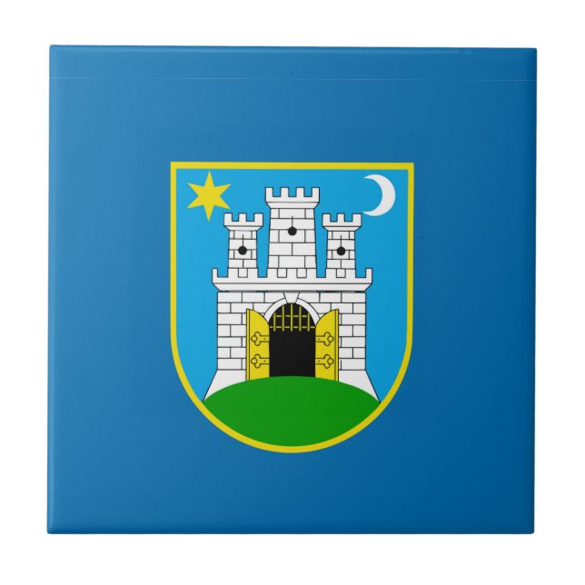 Zagreb city flag croatia symbol ceramic tile (Front)