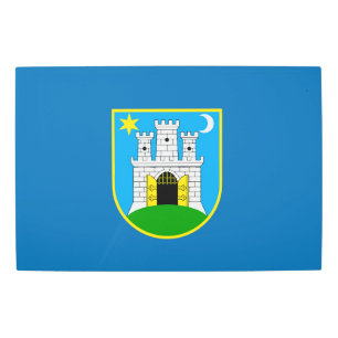 Zagreb city flag croatia symbol metal print