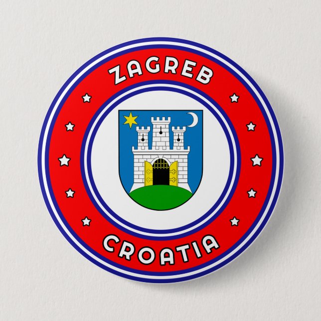 Zagreb Coat Of Arms Croatia  Button (Front)