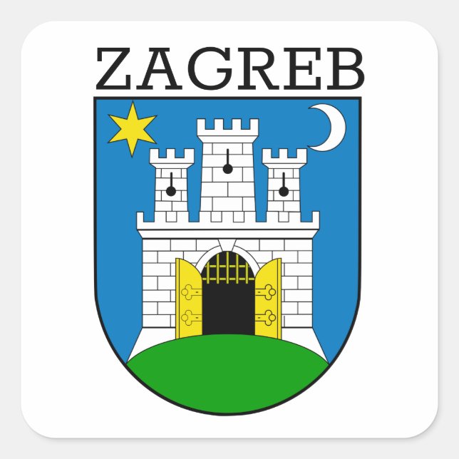 Zagreb Coat of Arms Square Sticker (Front)
