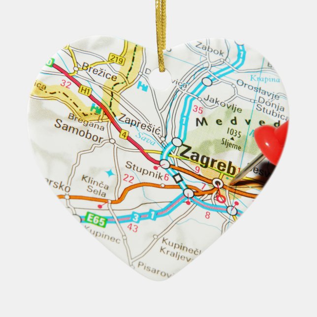 Zagreb, Croatia Ceramic Ornament (Front)