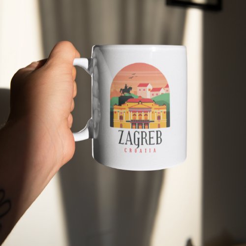 Zagreb Croatia Cityscape Vintage Coffee Mug