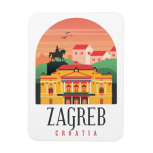 Zagreb Croatia Cityscape Vintage Photo Magnet