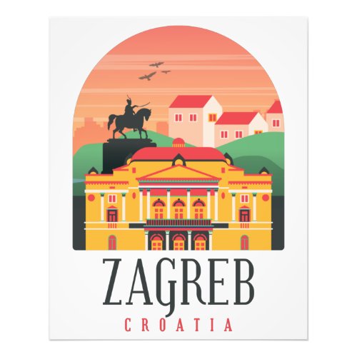 Zagreb Croatia Cityscape Vintage    Photo Print