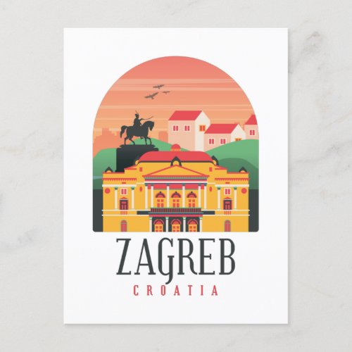 Zagreb Croatia Cityscape Vintage    Postcard