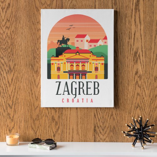 Zagreb Croatia Cityscape Vintage   Poster
