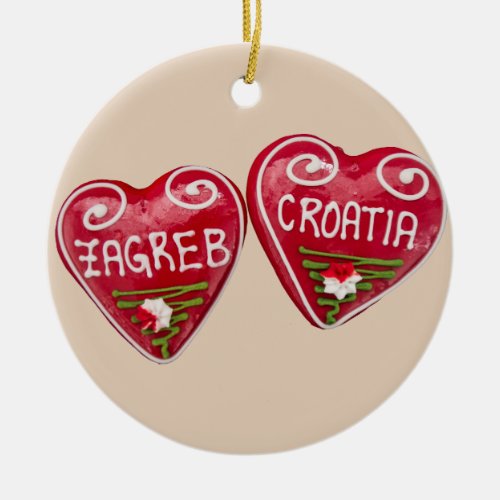Zagreb Croatia Heart_Shaped Licitar Ceramic Ornament