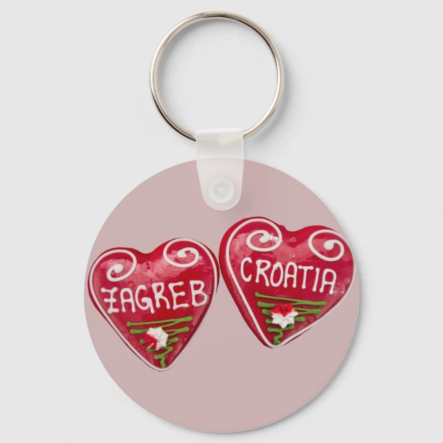 Zagreb, Croatia: Heart-Shaped Licitar Keychain (Front)