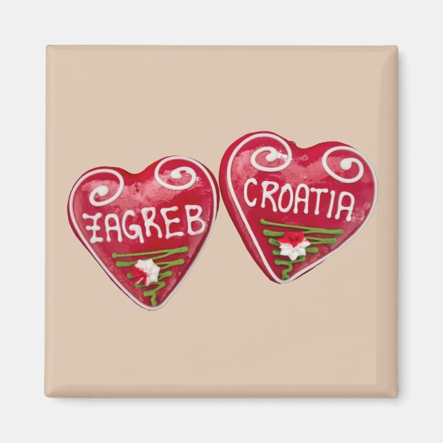 Zagreb, Croatia: Heart-Shaped Licitar Magnet (Front)
