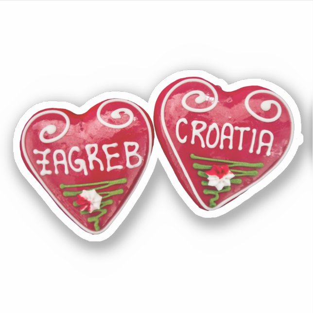 Zagreb, Croatia: Heart-Shaped Licitar Sticker (Front)