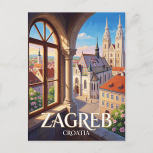 Zagreb Croatia Historic Upper Town Travel Postcard