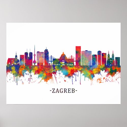 Zagreb Croatia Skyline Poster