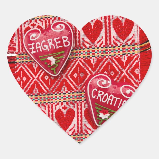 Zagreb Croatia Souvenir Heart Sticker (Front)