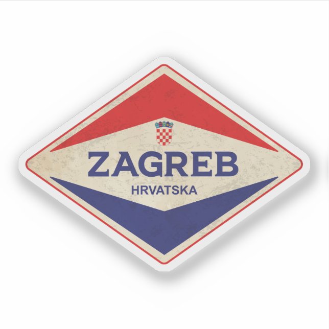 Zagreb Croatia Vintage Sticker (Front)