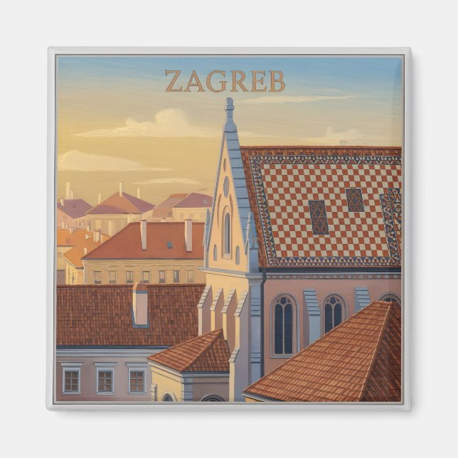 Zagreb - Croatia - Vintage Travel  Magnet (Front)