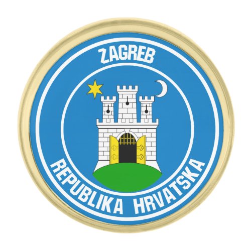 Zagreb Round Emblem Gold Finish Lapel Pin