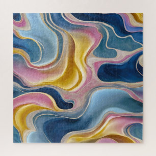 “Zahara” Swirls of blues, pink and sand.  Jigsaw Puzzle