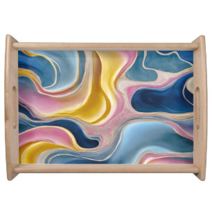 “Zahara” Swirls of blues, pink and sand.  Serving Tray