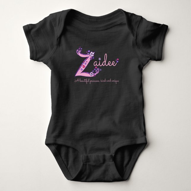 Zaidee girls Z name meaning custom baby apparel Baby Bodysuit (Front)
