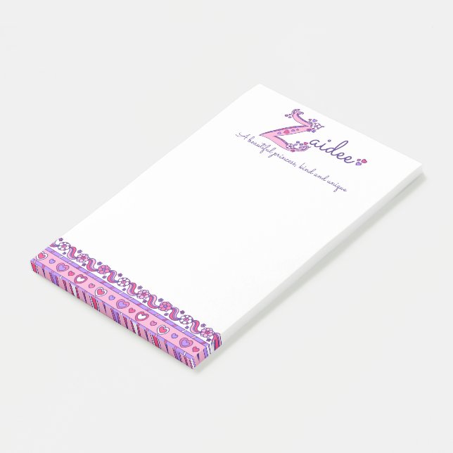 Zaidee letter Z name meaning pink purple Post-it Notes (Angled)