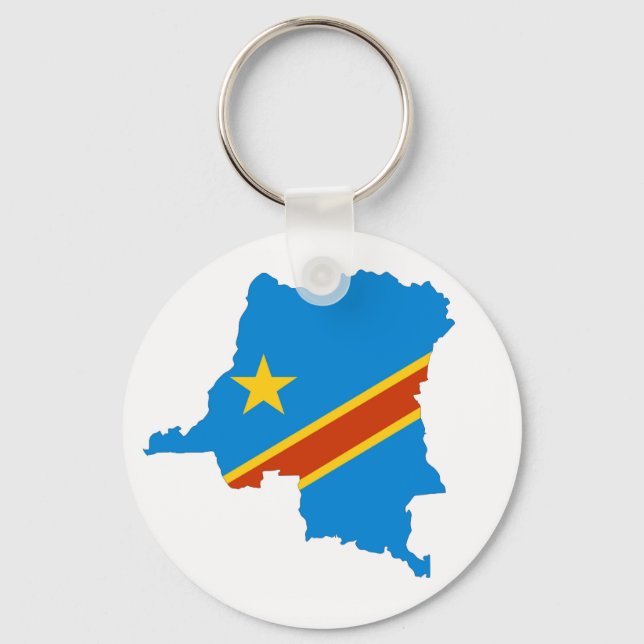 zaire congo country flag map keychain (Front)