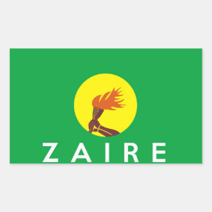 zaire congo country flag symbol name text rectangular sticker