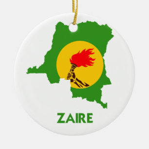ZAIRE MAP CERAMIC ORNAMENT