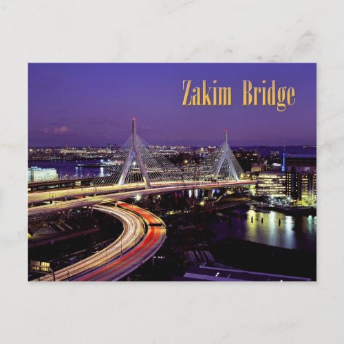 Zakim Bridge Boston at night Postcard