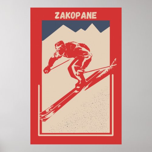 Zakopane Poland Polska Ski Resort Vintage Poster