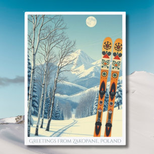Zakopane Poland ski vacation retro Postcard