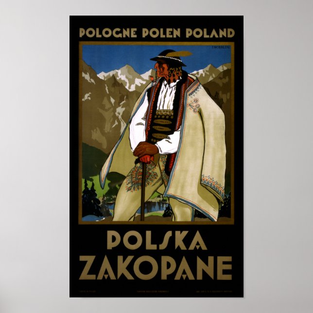 Zakopane Poland Vintage Travel Poster Restored (Front)