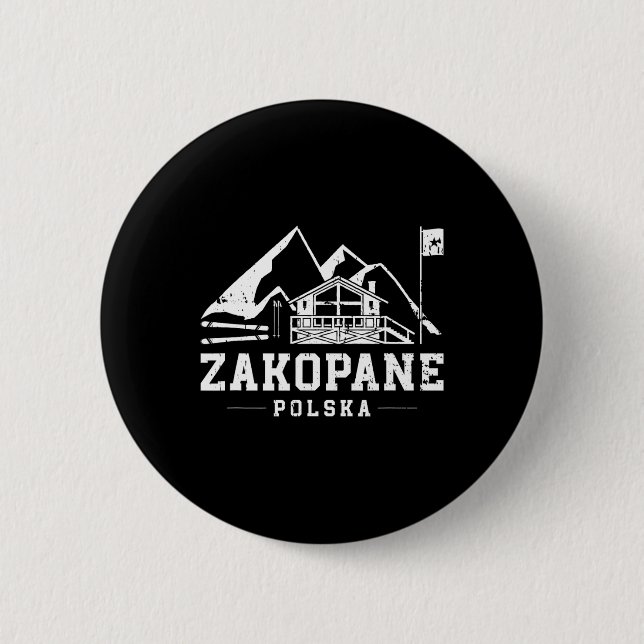 Zakopane Polska Winter Sports Skiing Snowboarding  Button (Front)