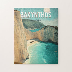 Zakynthos Greece Illustration Travel Art Vintage Jigsaw Puzzle