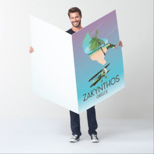 Zakynthos Greece map travel poster Card