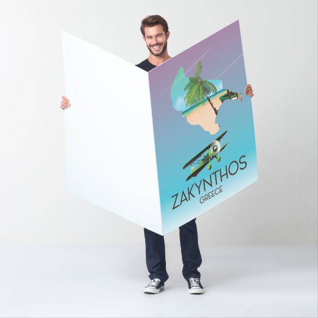 Zakynthos Greece map travel poster Card (In Situ)