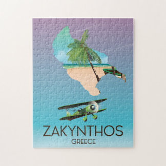 Zakynthos Greece map travel poster Jigsaw Puzzle