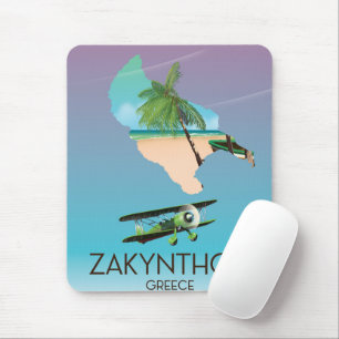 Zakynthos Greece map travel poster Mouse Pad