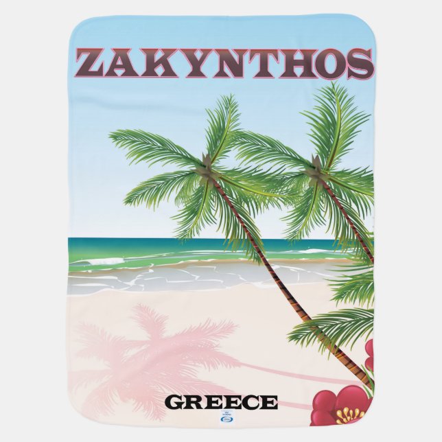 Zakynthos Greece travel poster Baby Blanket (Back)