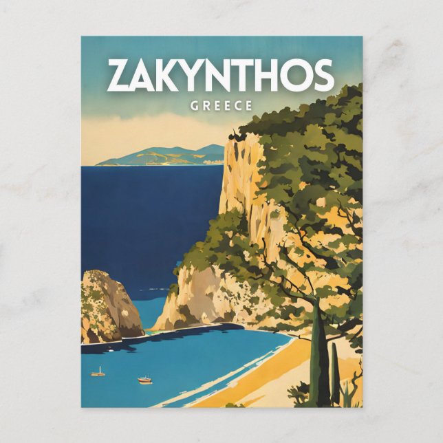 Zakynthos Greece Travel Poster Postcard (Front)