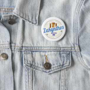Zakynthos Island Greece Vacation Vintage Souvenir Button