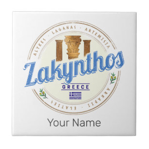 Zakynthos Island Greece Vacation Vintage Souvenir Ceramic Tile