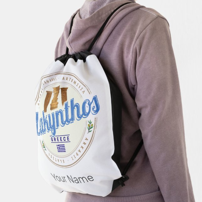 Zakynthos Island Greece Vacation Vintage Souvenir Drawstring Bag (Insitu)