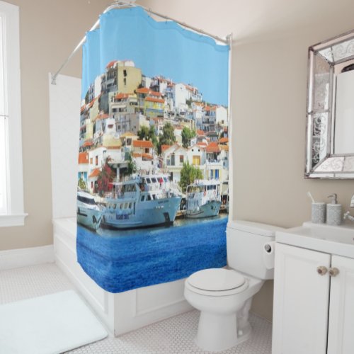 Zakynthos Island Zante Greece Port Marina Summer Shower Curtain