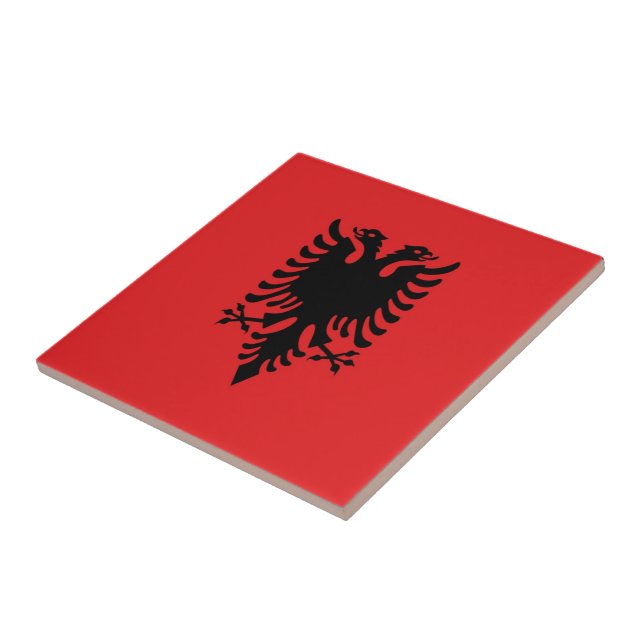 zAL001 ALBANIAN FLAG, Albania, Ceramic Tile (Side)