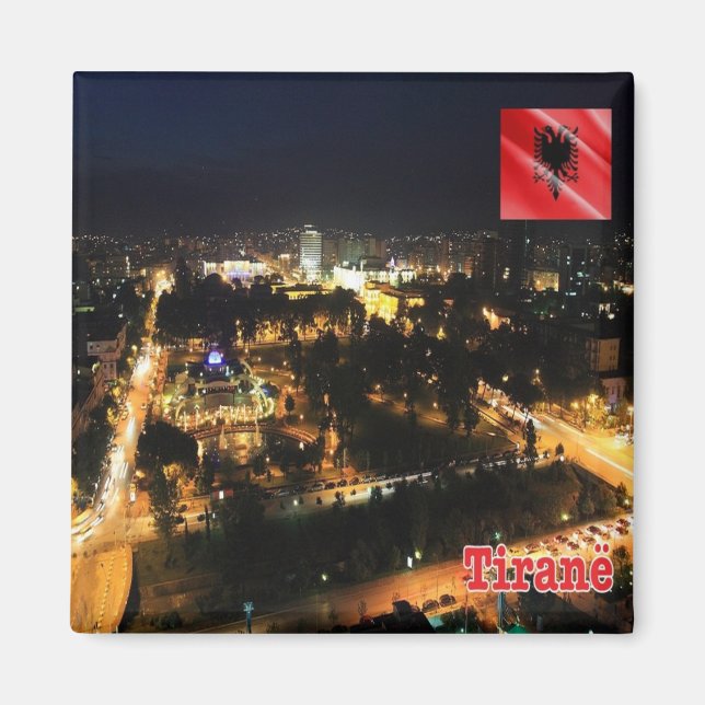 zAL005 TIRANA by Night Albania, Fridge Magnet (Front)